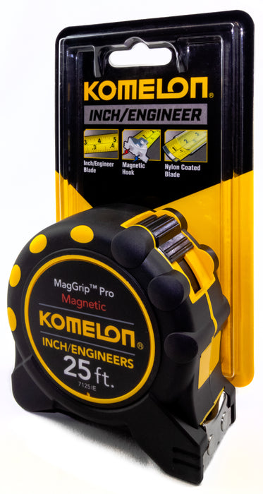 Komelon 25' x 1" Magnetic MagGrip Pro Inch/Engineers