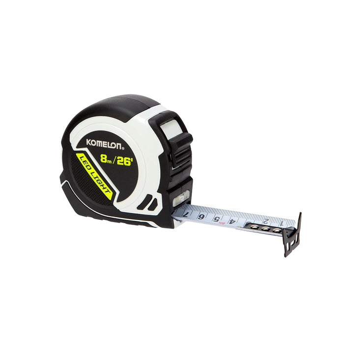Komelon 26'/8m x 1" Ultra-Compact Tape Measure w/ Built in LED Light - Inch/Metric