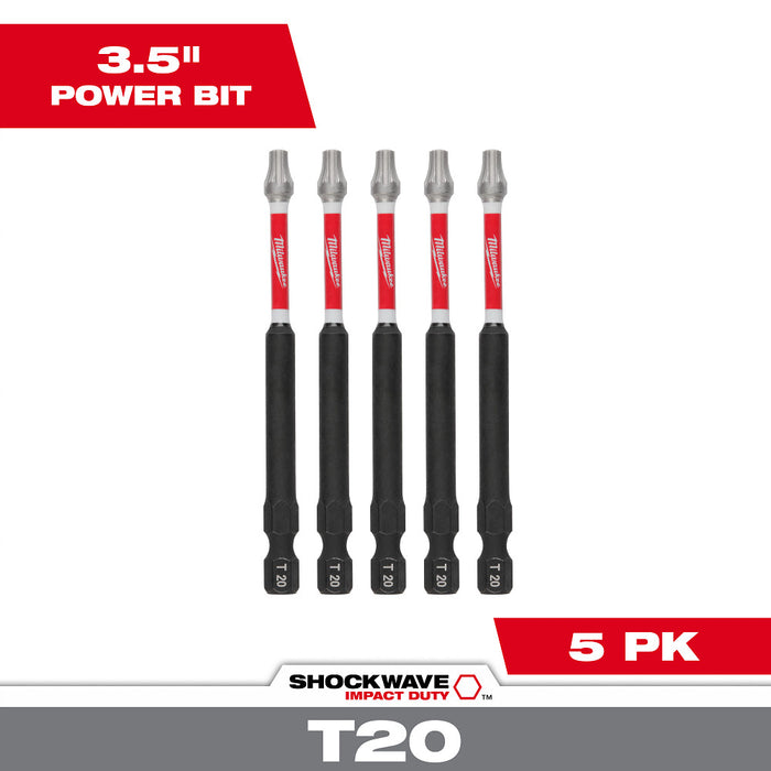 Milwaukee Tools 35" T20 Impact Driver Bit 5 Pack 48-32-4578