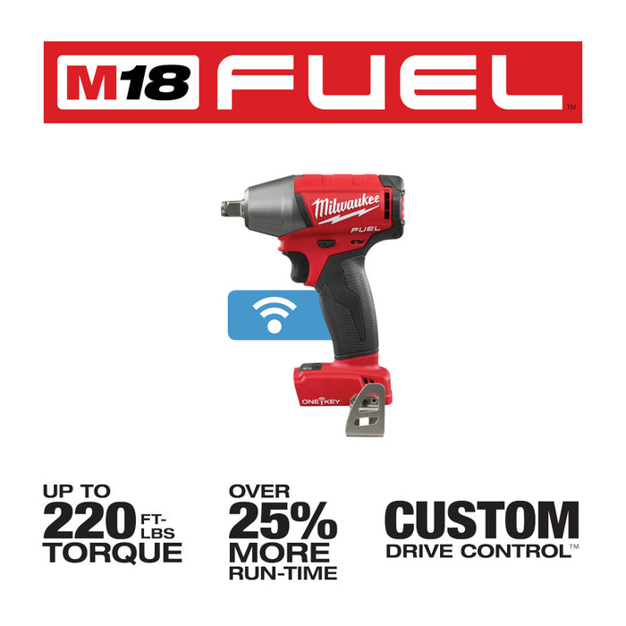 MILWAUKEE M18 FUEL™ con llave de impacto compacta ONE-KEY™ de 1/2" con anillo de fricción (solo herramienta)