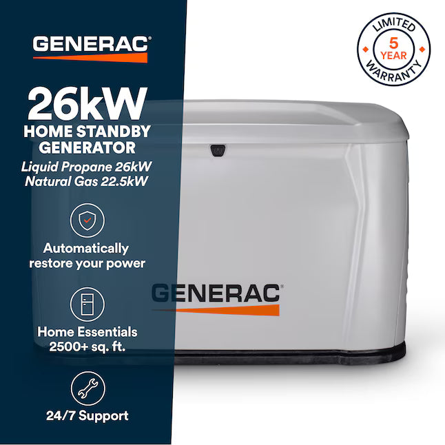 Generac Next Generation 26000 -Watt Dual Fuel (Liquid Propane/Natural Gas) Home Standby Generator 7327