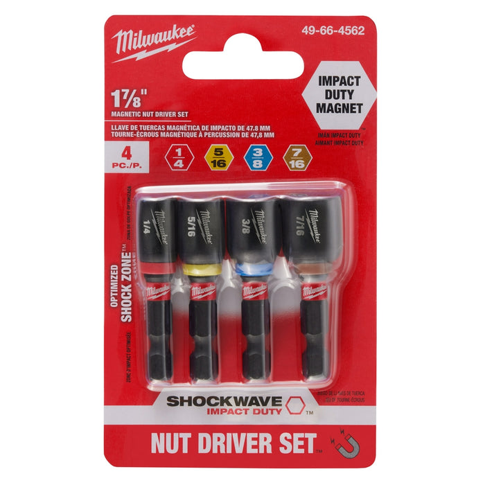 MILWAUKEE 4 PC. SHOCKWAVE IMPACT DUTY™ 1-7/8" Magnetic Nut Driver Set