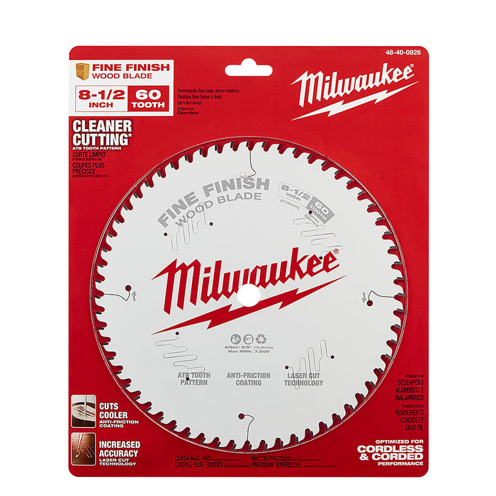 MILWAUKEE 8-1/2" 60T Circular Saw Wood Cutting Blade