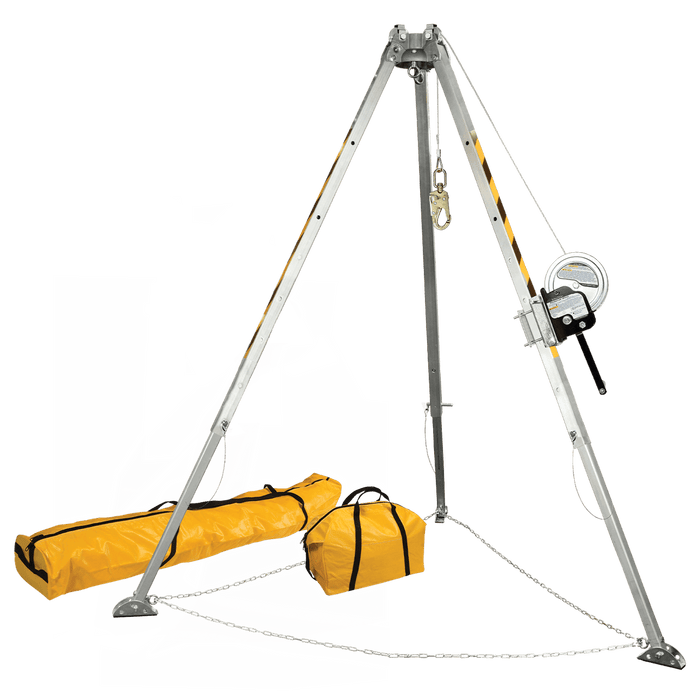 FALLTECH 8' Confined Space Tripod System w/ 60' Galvanized Steel Personnel Winch