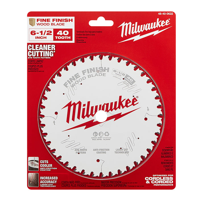 MILWAUKEE 6-1/2" 40T Circular Saw Wood Cutting Blade