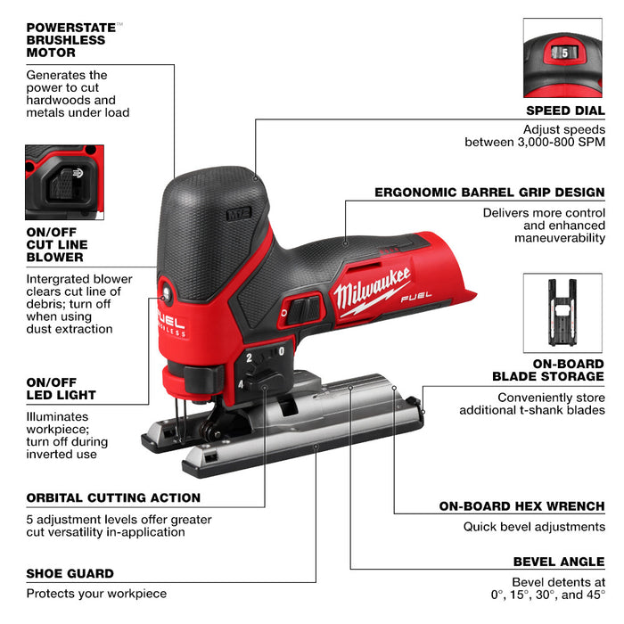 Sierra caladora MILWAUKEE M12 FUEL™ (solo herramienta)