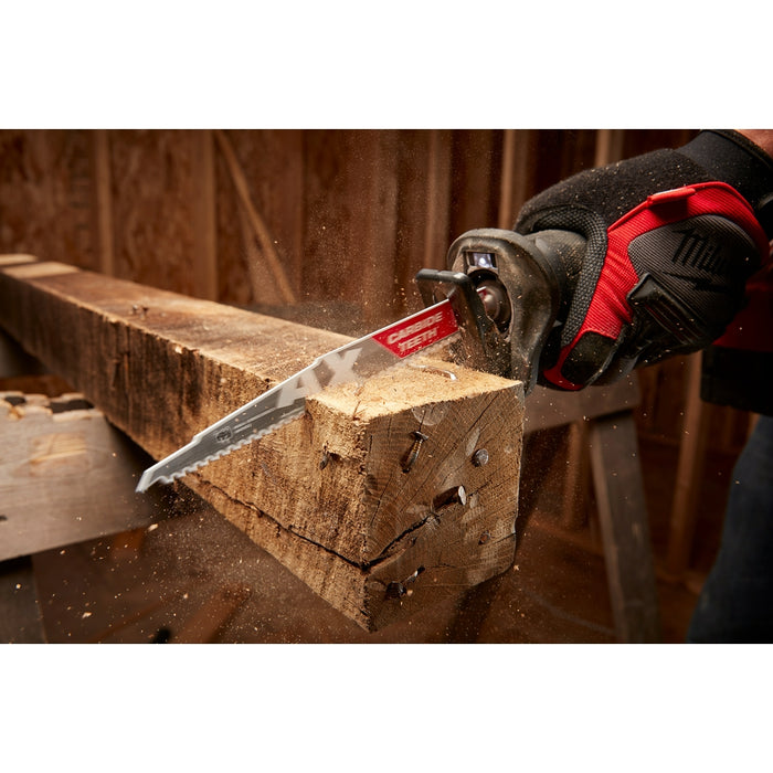 MILWAUKEE 9" 5 TPI AX™ Nail Embedded Wood SAWZALL® Blade w/ Carbide Teeth