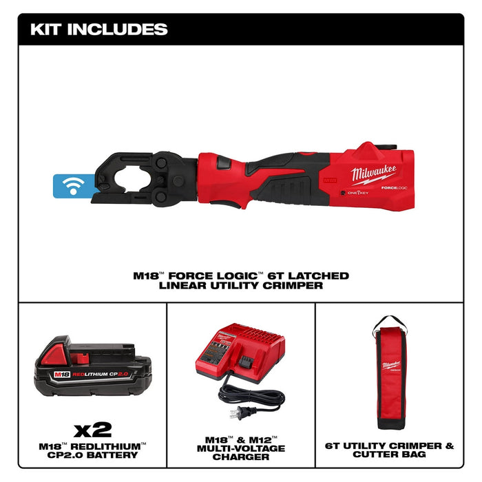 MILWAUKEE M18 FORCE LOGIC 6T Latched Linear Utility Crimper Kit