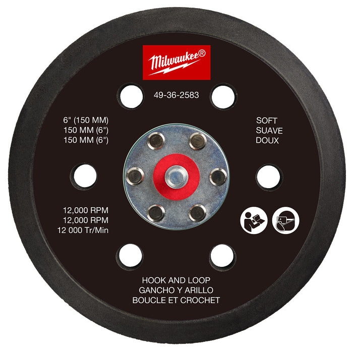 MILWAUKEE 6" Random Orbital Sander Backing Pad - Soft