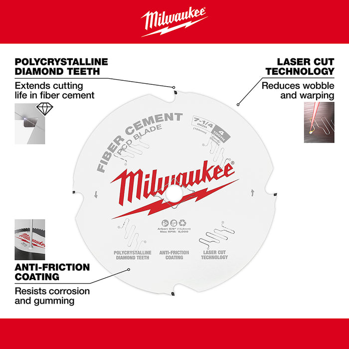MILWAUKEE 7-1/4" 4T Circular Saw Fiber Cement Blade