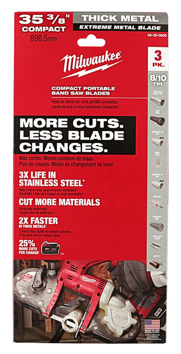 MILWAUKEE 35-3/8" 8/10 TPI Extreme Metal Band Saw Blade (3 PACK)