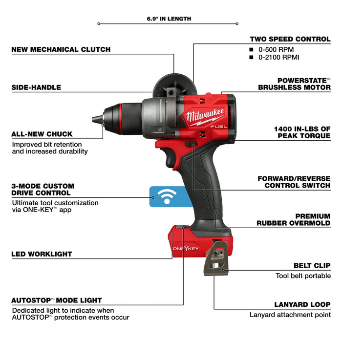 MILWAUKEE M18 FUEL™ 1/2” Hammer Drill/Driver w/ ONE-KEY™ (Tool Only)
