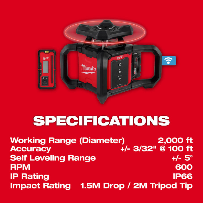MILWAUKEE M18™ Red Exterior Rotary Laser Level Kit