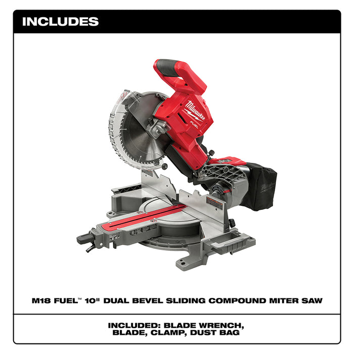 Sierra ingletadora compuesta deslizante de doble bisel MILWAUKEE M18 FUEL™ de 10" (solo herramienta)