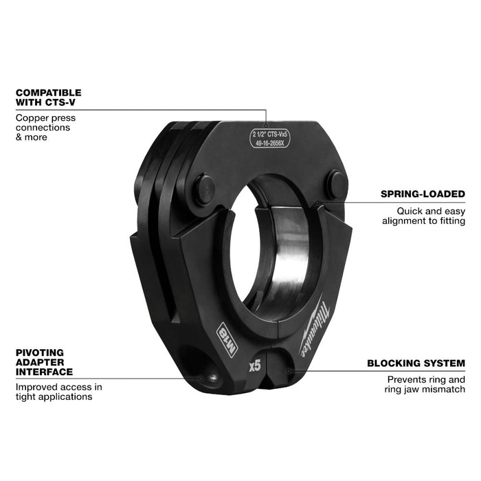 MILWAUKEE Kit de anillos de prensa pivotantes CTS-V de 2-1/2" - 4"