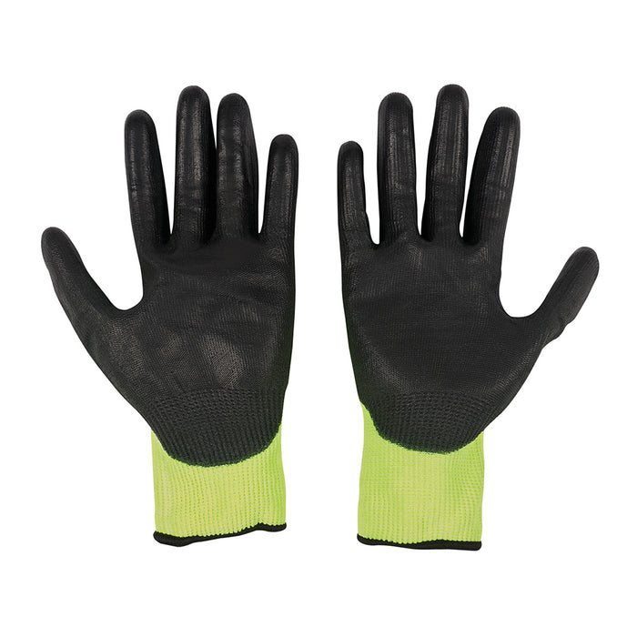 MILWAUKEE High Visibility Cut Level 3 Polyurethane Dipped Gloves