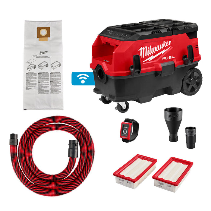MILWAUKEE 0888-20HD M18 FUEL™ 9 Gallon Dual Battery Dust Extractor w/ PACKOUT™ Compatibility and VACLINK™ Kit
