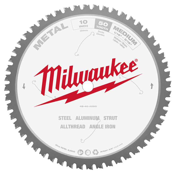 Milwaukee Tools 10" FERROUS METAL BLADE 48-40-4260