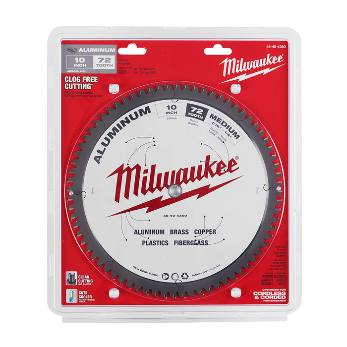 MILWAUKEE 10" 72T Circular Saw Metal Cutting Blade