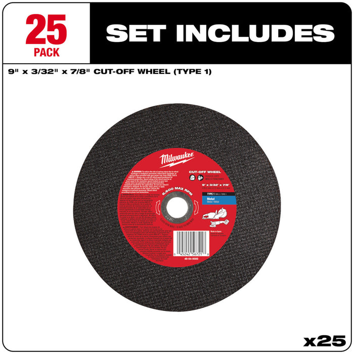 Milwaukee Tools 9"X3/32"X7/8" METAL Cutoff WHEEL 49-94-9000