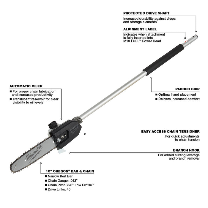 MILWAUKEE M18 FUEL™ QUIK-LOK™ 10" Pole Saw Attachment