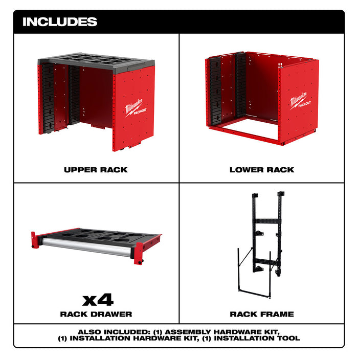 Milwaukee 48-21-8070 PACKOUT Modular Storage System Rack Kit w/ Sliding Drawers