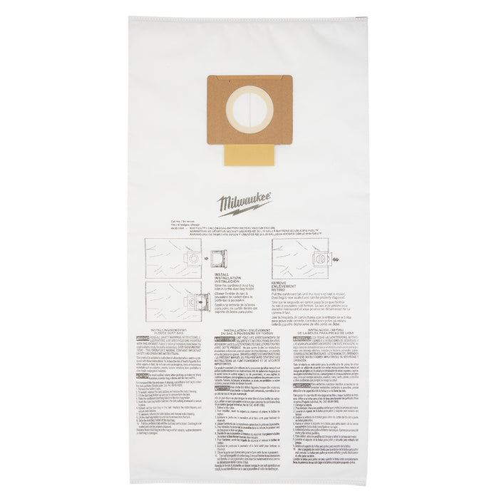 Bolsas para polvo de forro polar de 9 galones MILWAUKEE (PAQUETE DE 5)