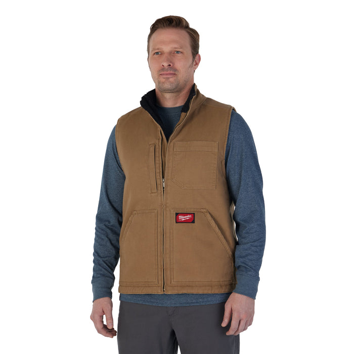 Milwaukee GRIDIRON Sherpa-Lined Vest - Brown S 801BR-S