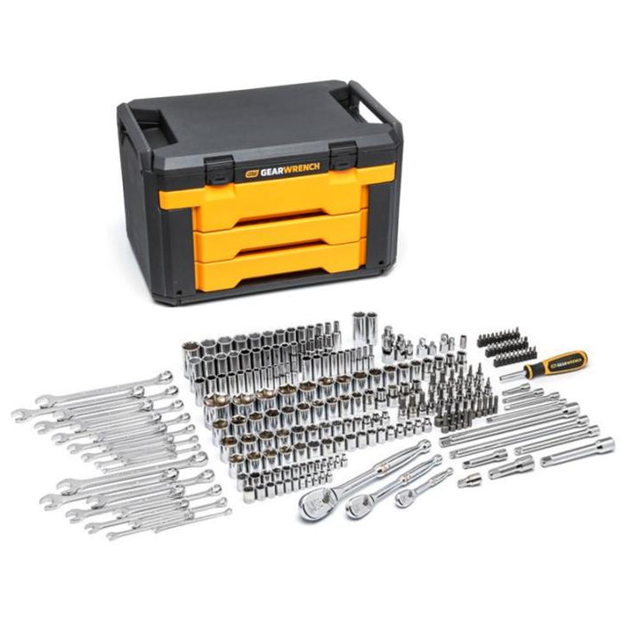 GEARWRENCH 243 PC. 6 Point Mechanics Tool Set in 3 Drawer Storage Box