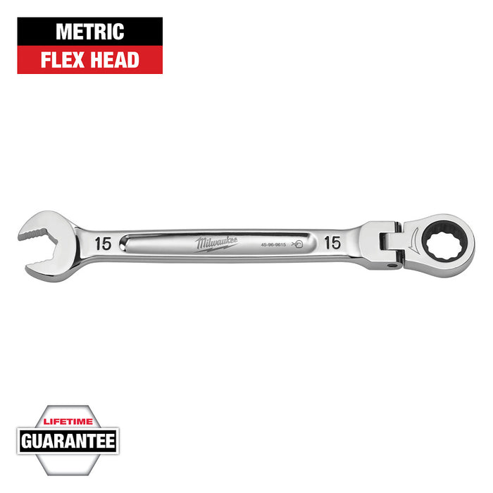 MILWAUKEE Flex Head Ratcheting Combination Wrench - Metric