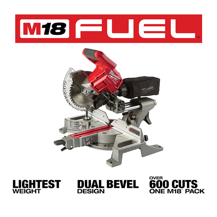 Sierra ingletadora compuesta deslizante de doble bisel MILWAUKEE M18 FUEL™ de 7-1/4” (solo herramienta)