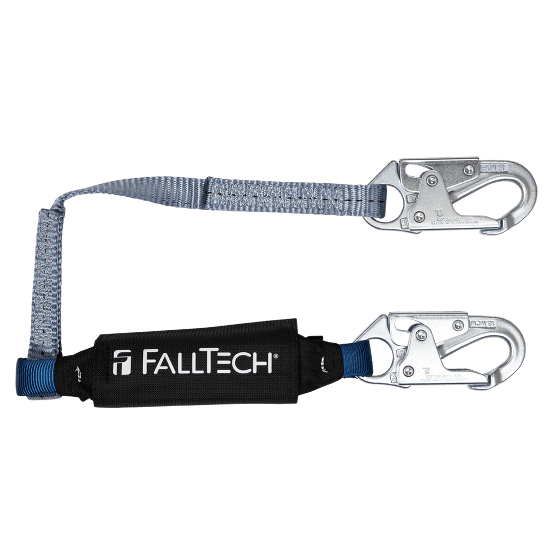 FALLTECH 3' VIEWPACK® Energy Absorbing Lanyard, Single-Leg w/ Steel Snap Hooks