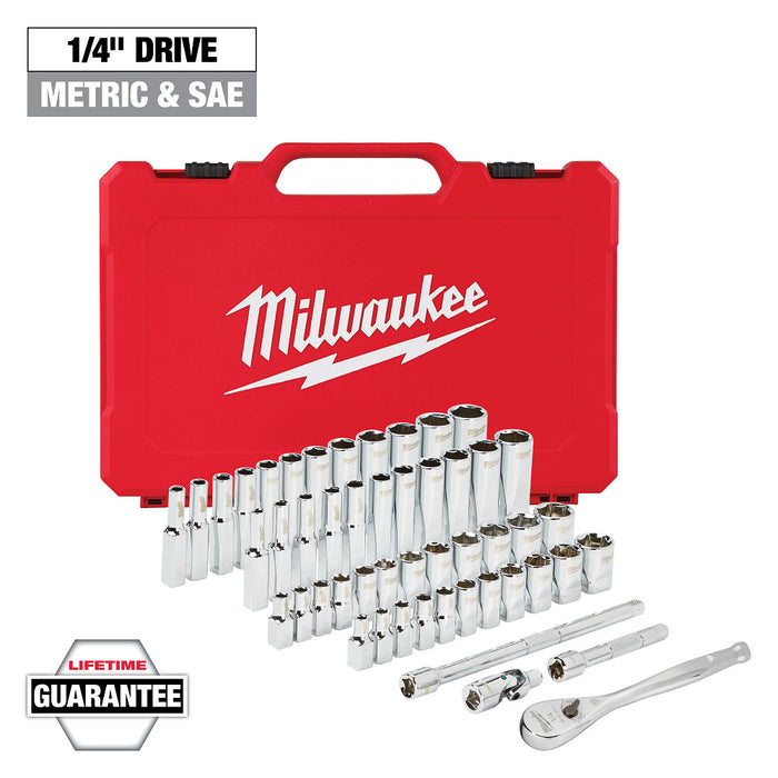MILWAUKEE 50 PC. 1/4" Drive Ratchet & Socket Set - SAE & Metric
