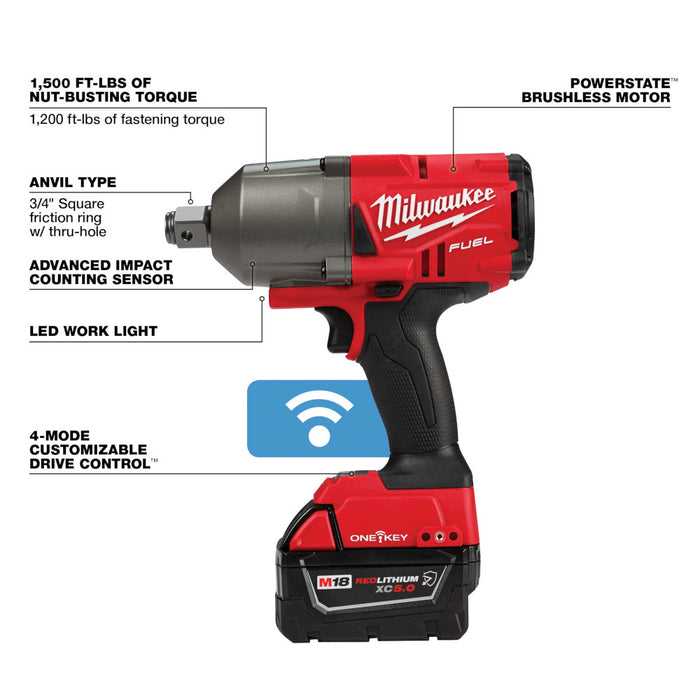 MILWAUKEE M18 FUEL™ w/ ONE-KEY™ High Torque Impact Wrench 3/4" Friction Ring Kit