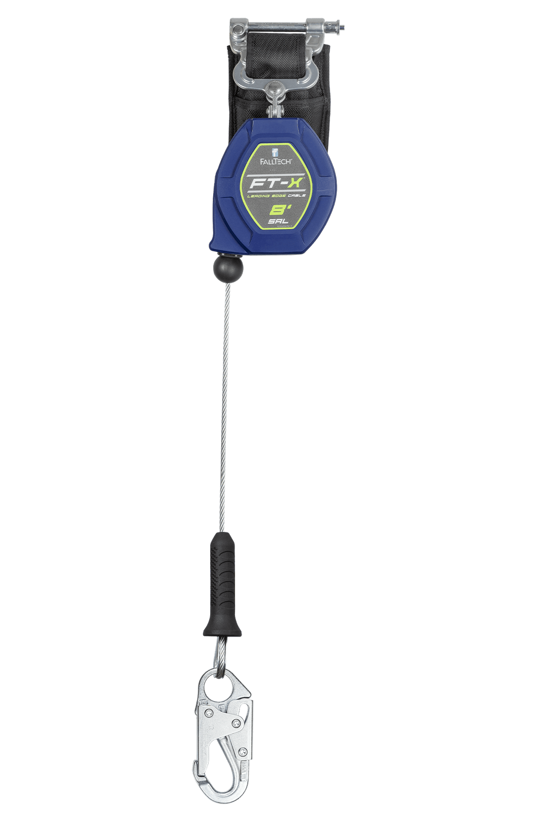 FALLTECH 8' FT-X™ Cable Class 2 Leading Edge Personal SRL-P, Single-Leg w/ Steel Snap Hook