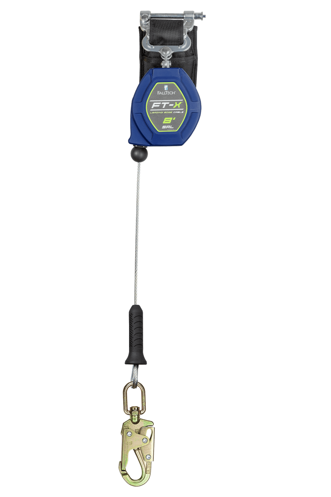 FALLTECH 8' FT-X™ Cable Class 2 Leading Edge Personal SRL-P, Single-Leg w/ Steel Swivel Snap Hook