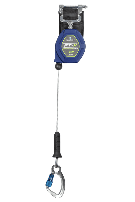 Cable FALLTECH FT-X™ de 8' Clase 2 con borde de ataque SRL-P personal, de una sola pierna con mosquetón CE de aluminio 