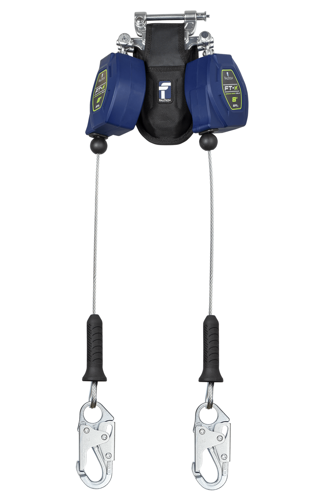 FALLTECH 8' FT-X™ Cable Class 2 Leading Edge Personal SRL-P, Twin-Leg w/ Steel Snap Hooks