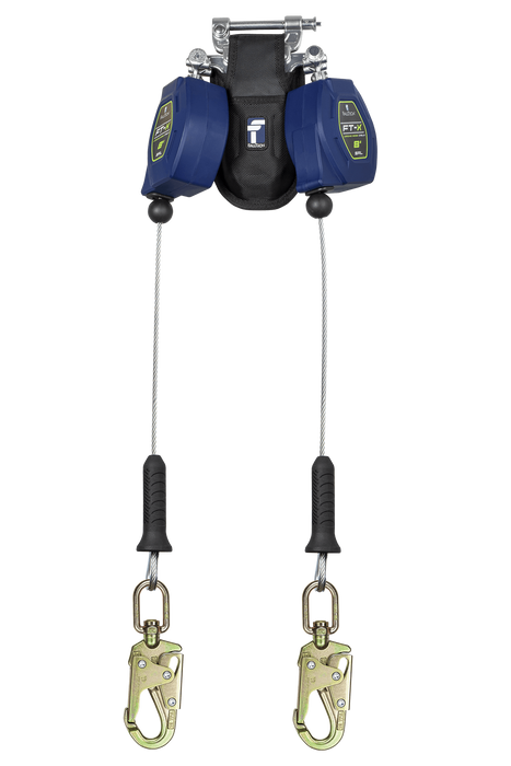 FALLTECH Cable FT-X™ de 8' Clase 2 SRL-P personal de borde de ataque, de dos patas con ganchos giratorios de acero 