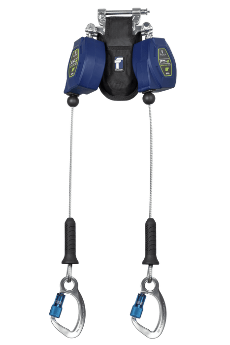 FALLTECH Cable FT-X™ de 8' Clase 2 SRL-P personal de borde de ataque, de dos patas con mosquetones CE de aluminio 