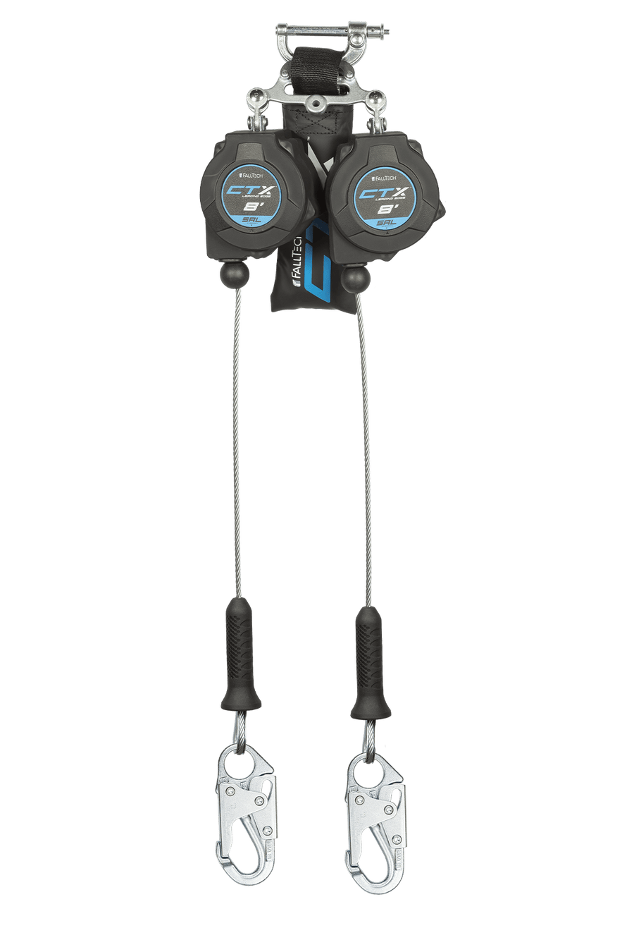 FALLTECH 8' CTX™ Cable Class 2 Leading Edge Personal SRL-P, Twin-Leg w/ Steel Snap Hooks