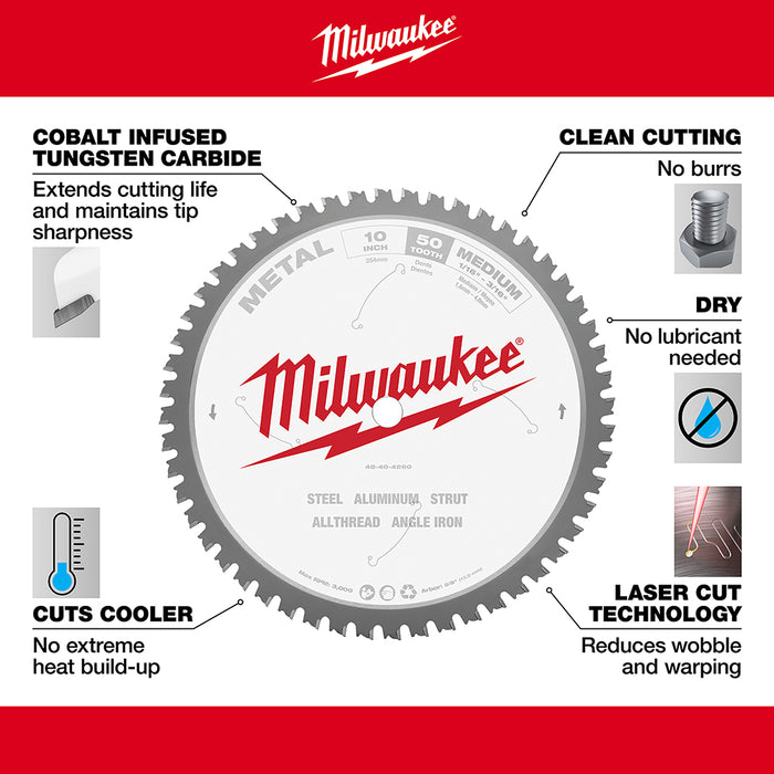Milwaukee Tools 10" FERROUS METAL BLADE 48-40-4260