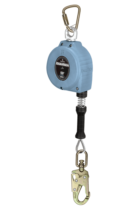 FALLTECH Cable SRL DURATECH® de 9' con gancho giratorio de acero, incluye mosquetón de anclaje de acero 