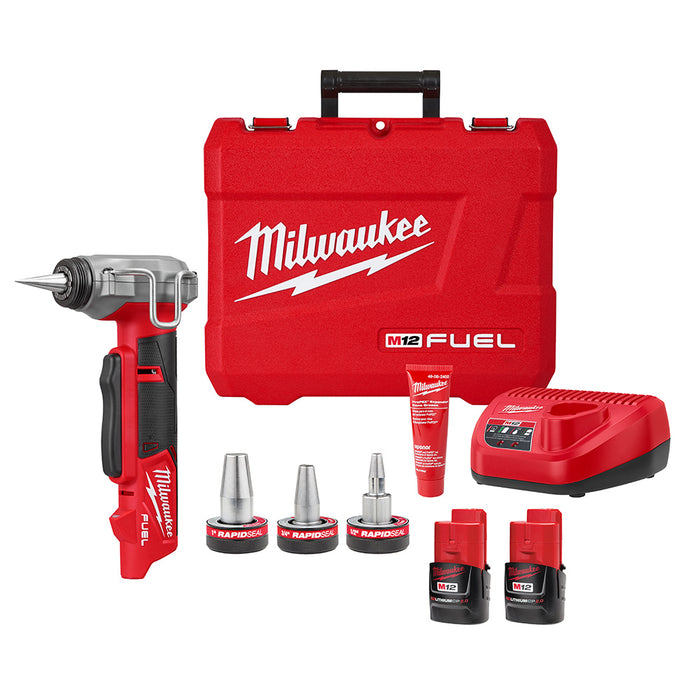 Expansor MILWAUKEE M12 FUEL™ ProPEX® con kit de cabezales expansores RAPID SEAL™ ProPEX® de 1/2"-1"