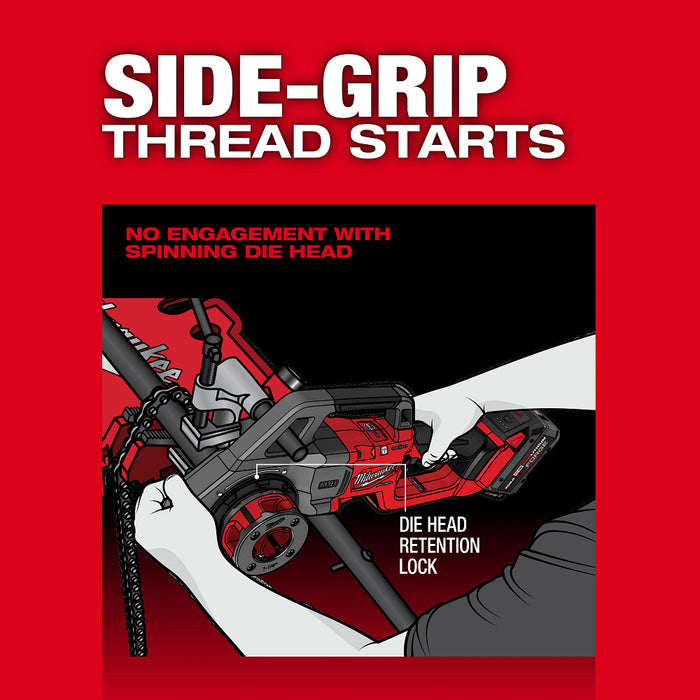 Roscadora de tubos compacta MILWAUKEE M18 FUEL™ con kit ONE-KEY™ con cabezales roscadores compactos de aluminio forjado NPT de 1/2" - 1-1/4"