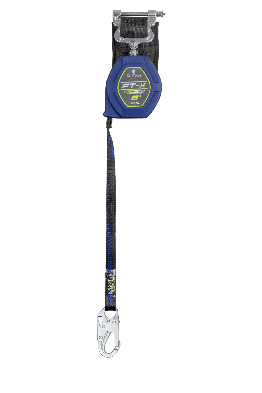 FALLTECH 8' FT-X™ EDGECORE™ Class 2 Leading Edge Personal SRL-P, Single-Leg w/ Steel Snap Hook