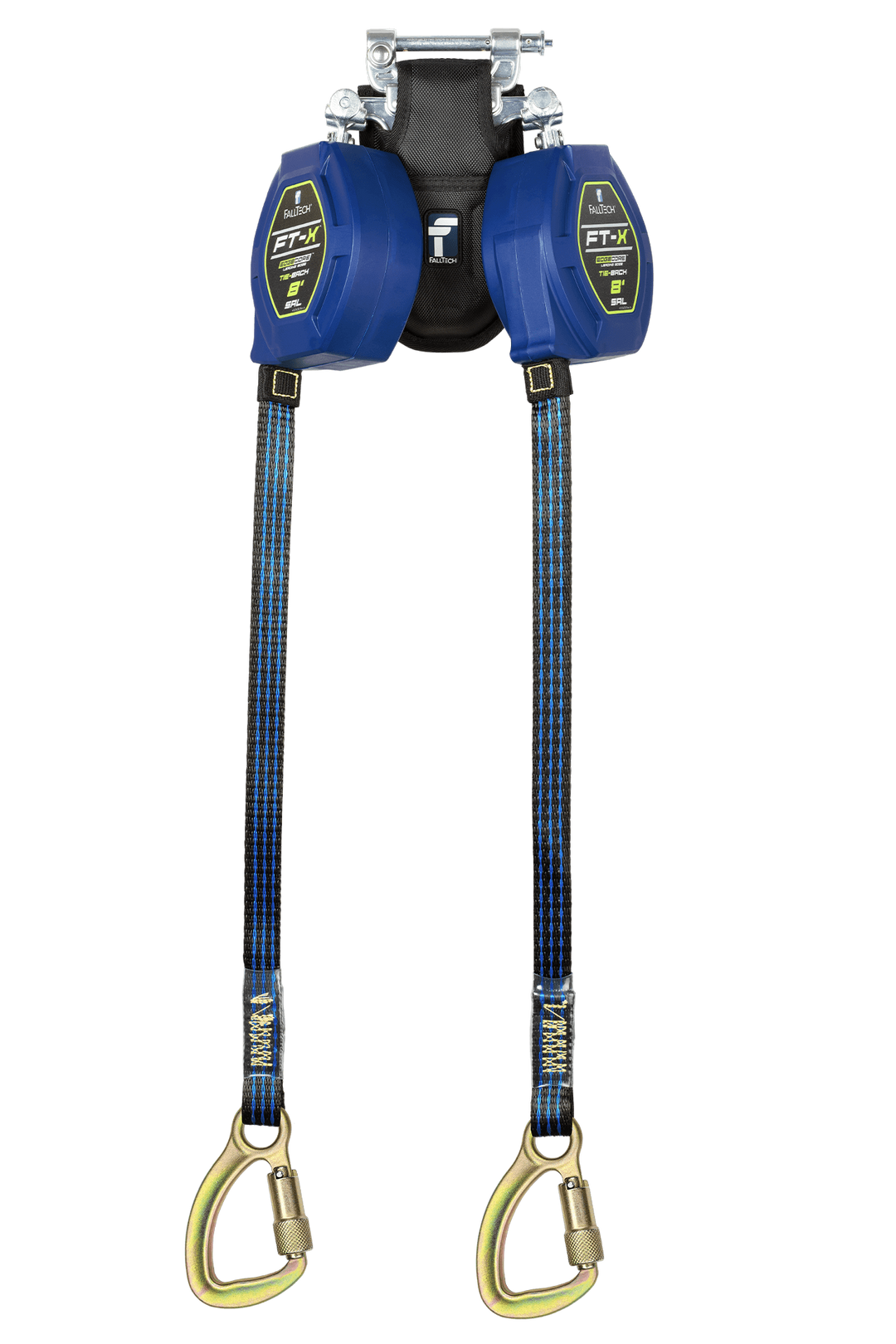 FALLTECH 8' FT-X™ EDGECORE™ Tie-Back Class 2 Leading Edge Personal SRL-P, Twin-Leg w/ Steel 5K Carabiner
