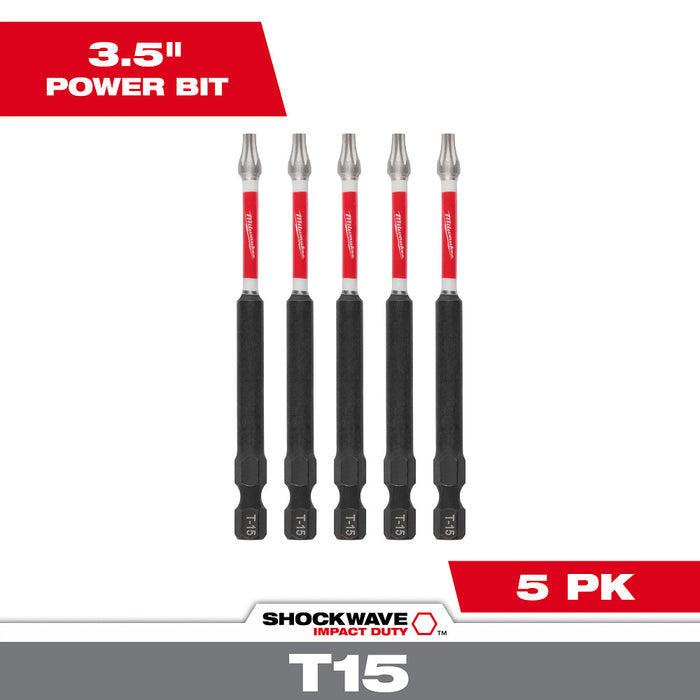 Milwaukee Tools 35" T15 Impact Driver Bit 5 Pack 48-32-4577