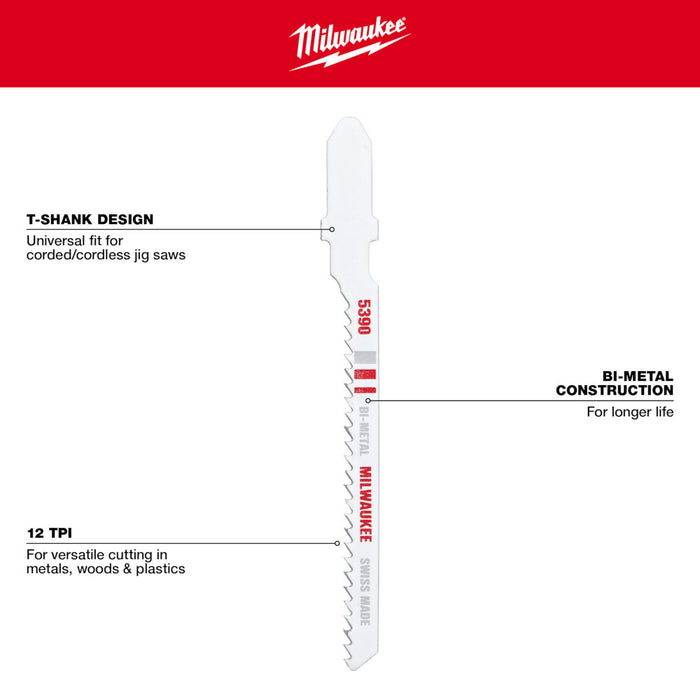 Milwaukee Tools 3 In. 12 TPI Bi-Metal Jigsaw Bld 48-42-5390