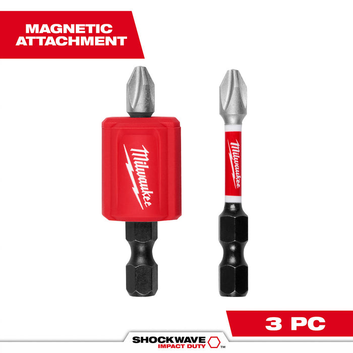 MILWAUKEE 3 PC. SHOCKWAVE IMPACT DUTY™ Magnetic Attachment & PH2 Bit Set